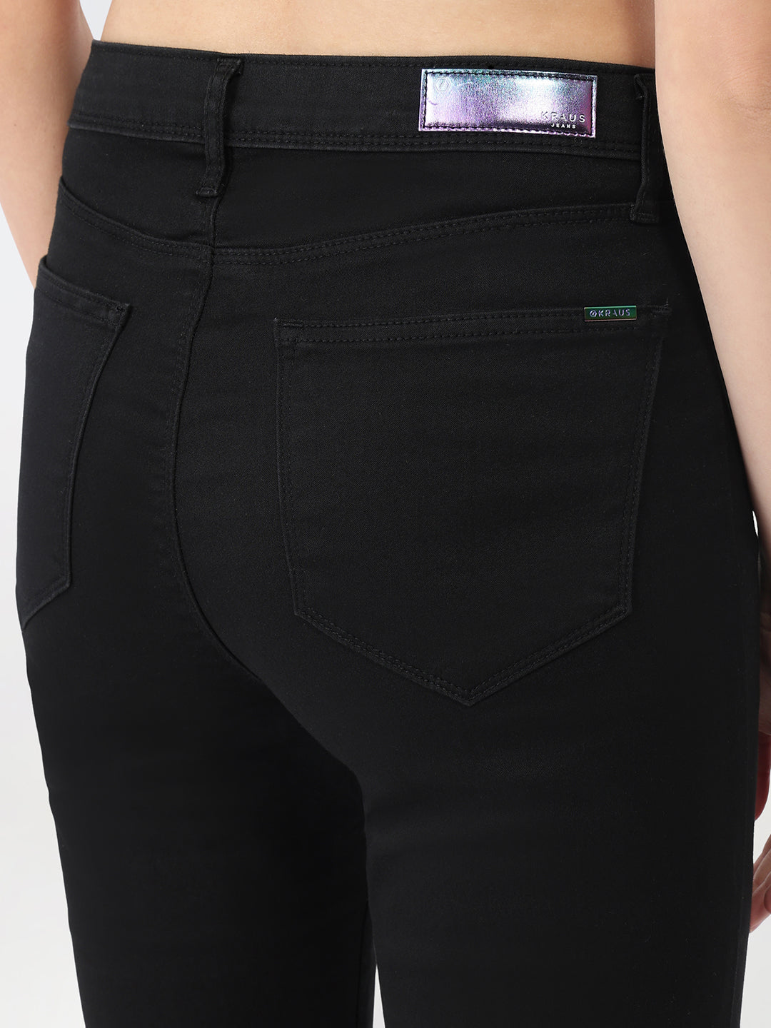 Women Black Mini Flare Jeans