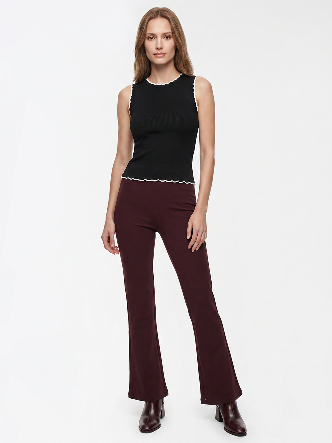 Women Wine Flare Treggings
