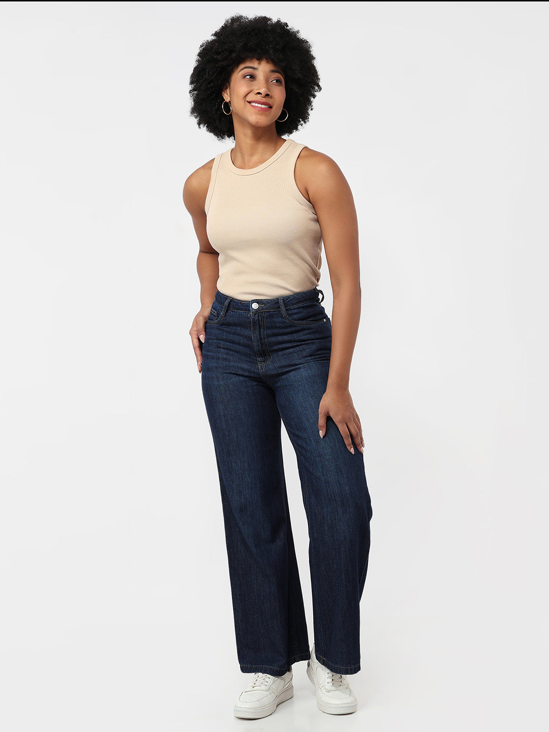 Blue High-Rise Super Wide Leg Jeans