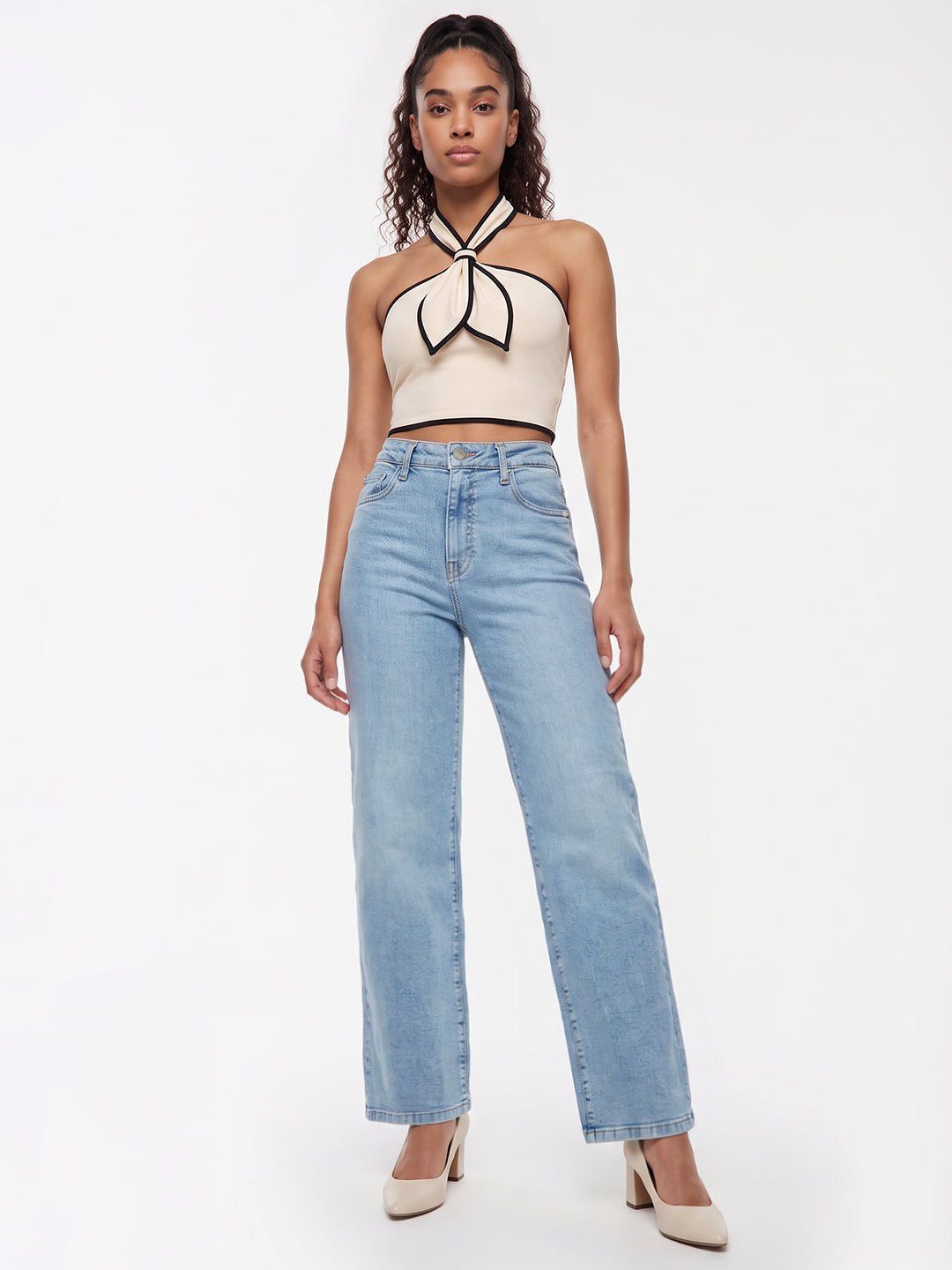 Light Blue High-Rise Wide Leg Jeans