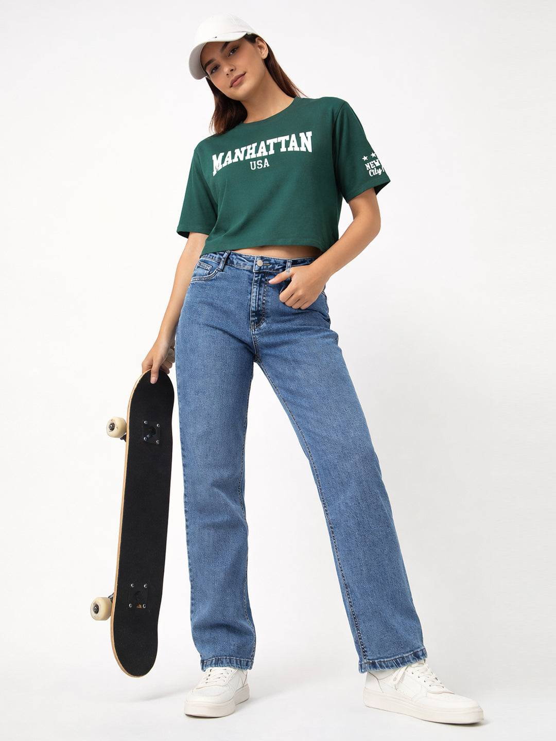 Women Blue High-Rise Straight Fit Jeans