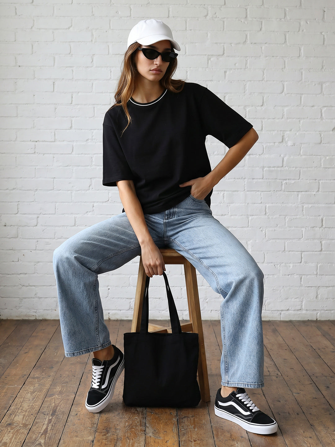Women Black Oversized T-Shirt