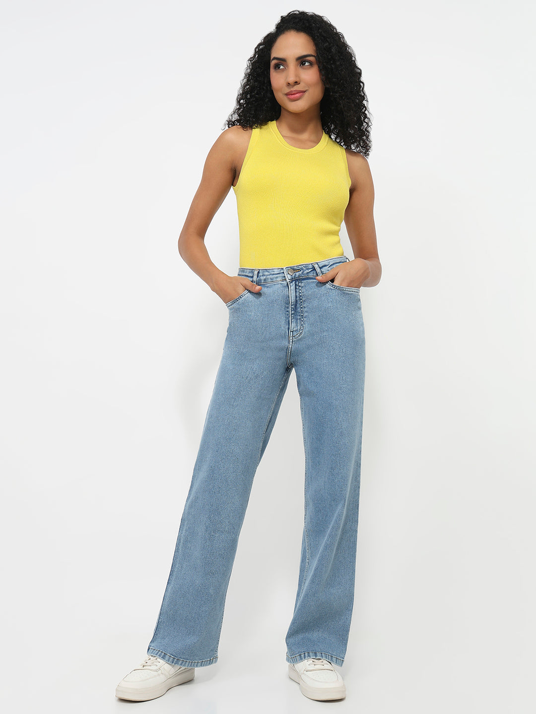 Women Blue High-Rise Straight Fit Jeans