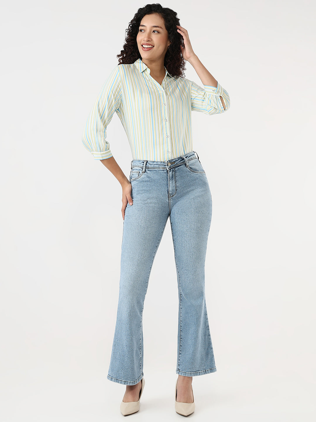 Light Blue High-Rise Flare Jeans
