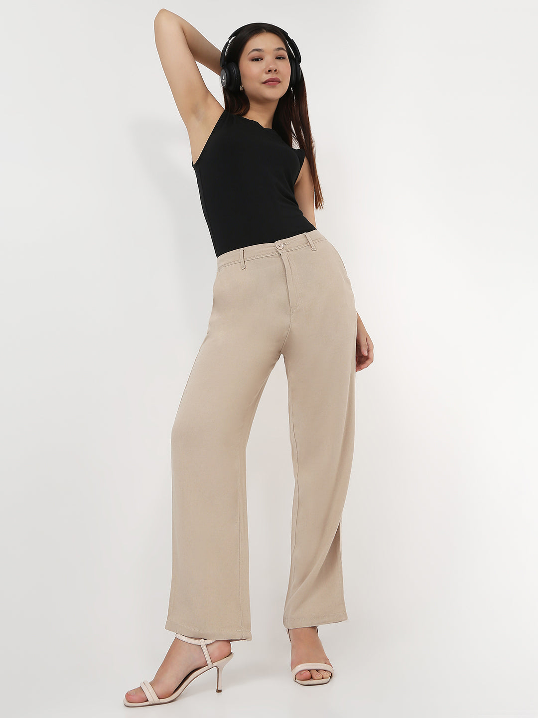 Women Oatmilk Loose Straight Fit Korean Pants