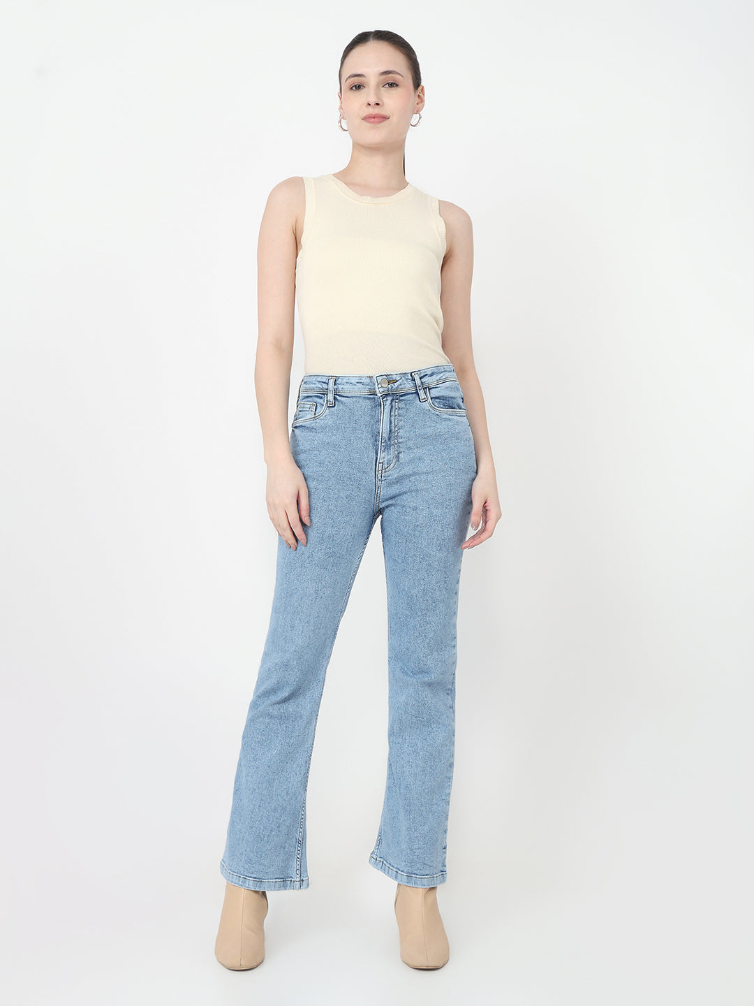 Blue High-Rise Flare Jeans