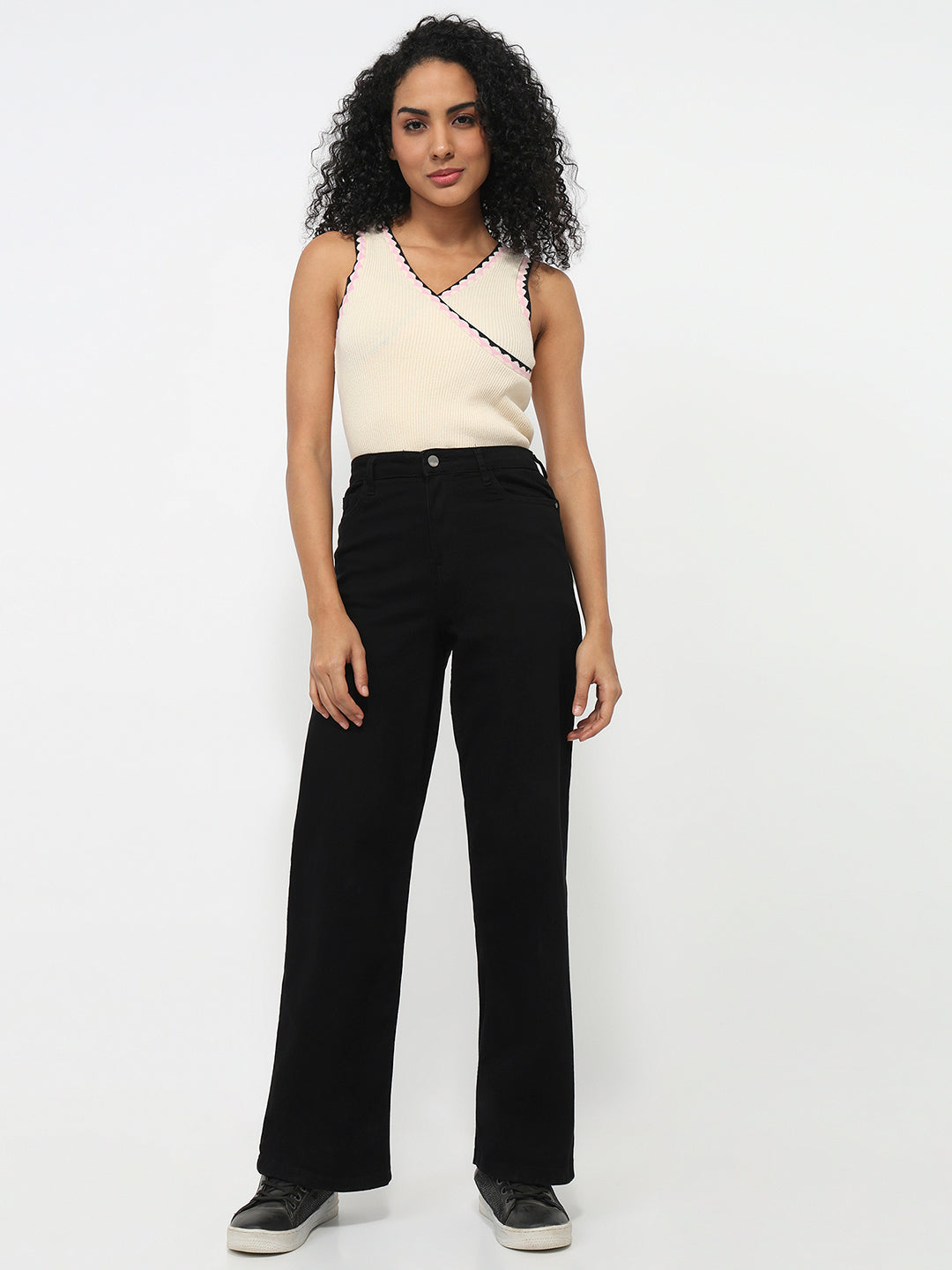 Women Black High-Rise Straight Fit Jeans