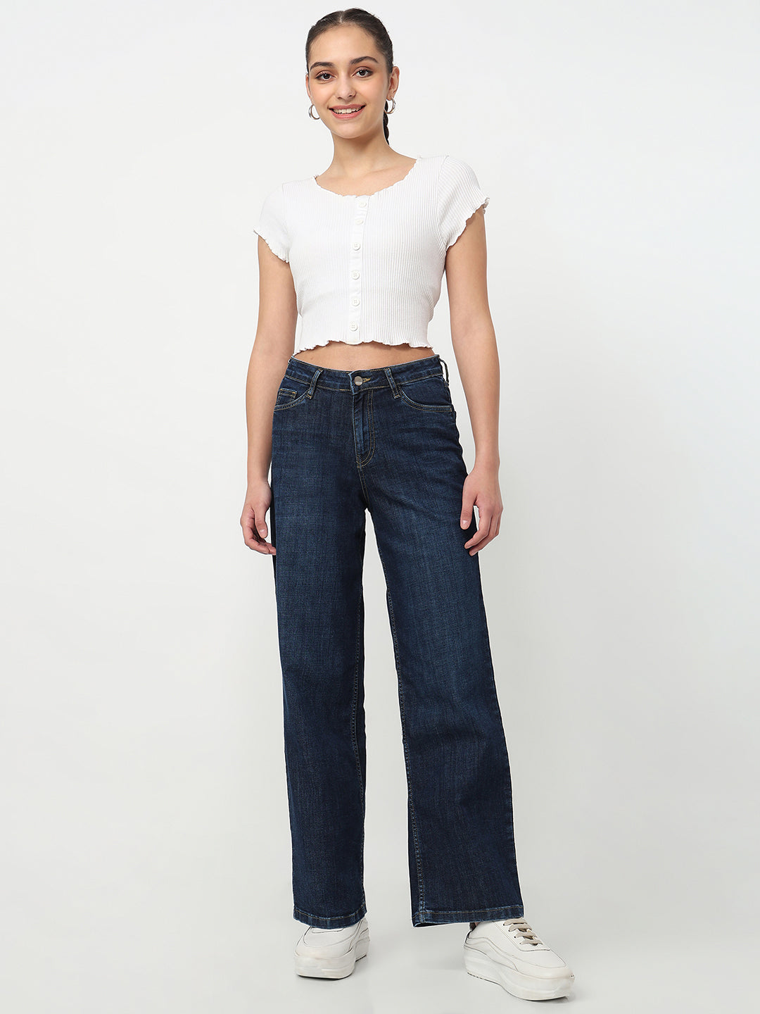 Women Blue High-Rise Flare Jeans