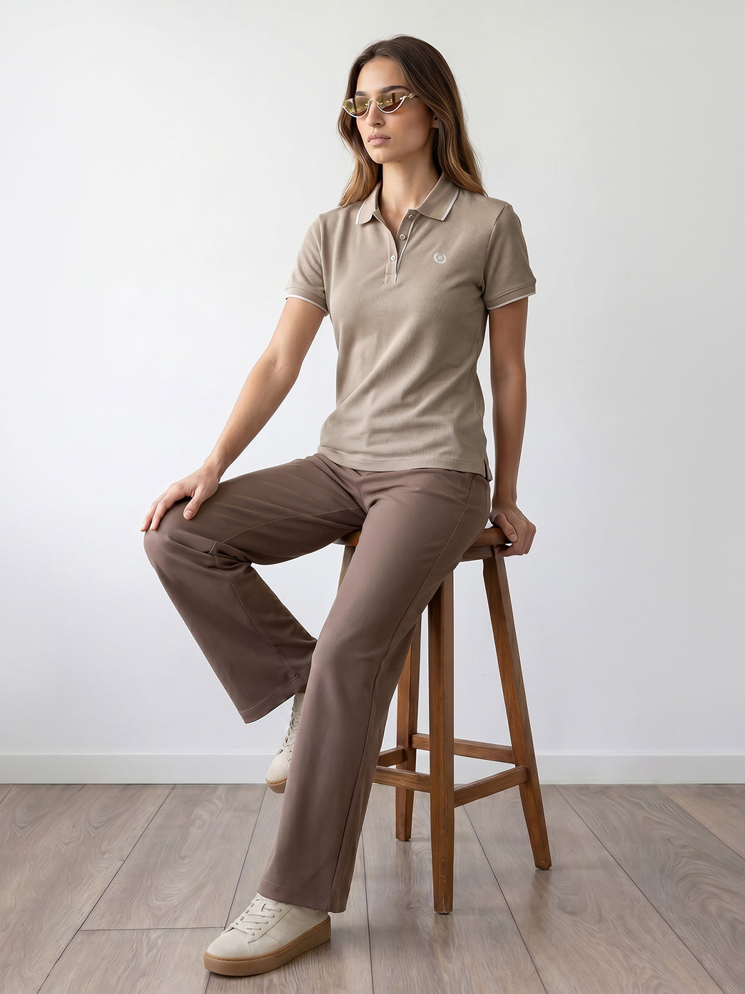 Women Light Oyester Polo T-Shirt