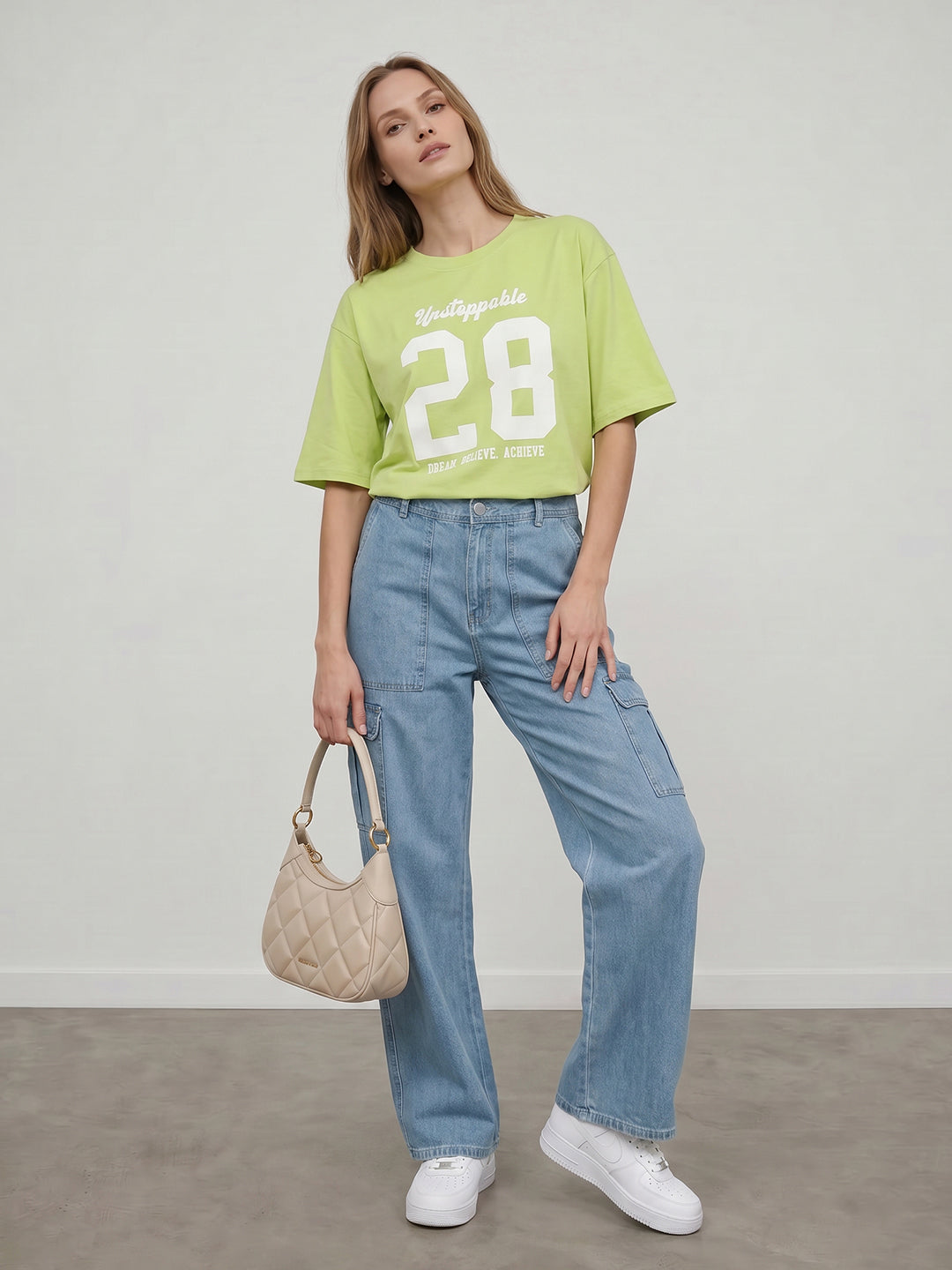 Women Lime Oversized T-Shirt