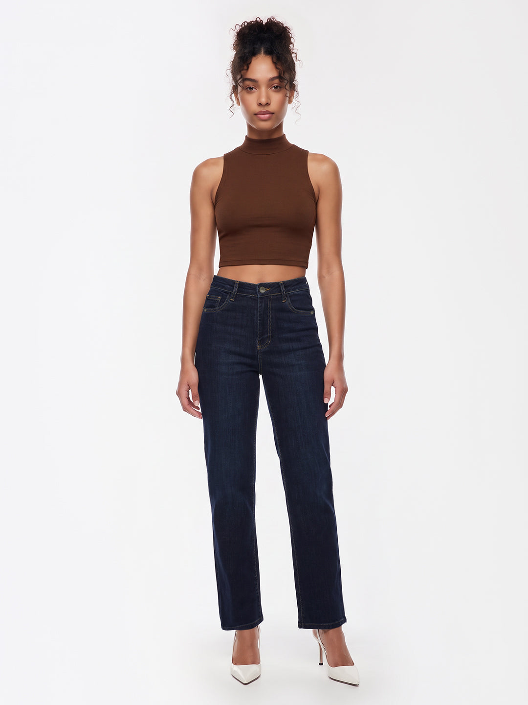 Dark Blue High-Rise Straight Fit Jeans