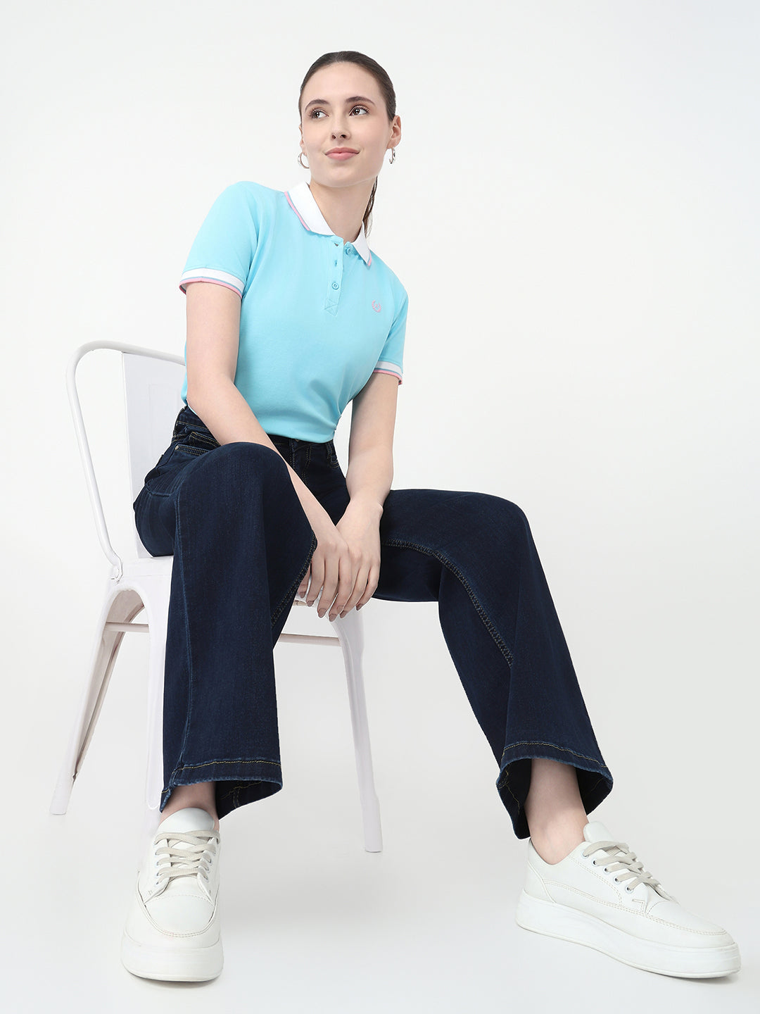 Women Sky Slim Fit Polo T-Shirt