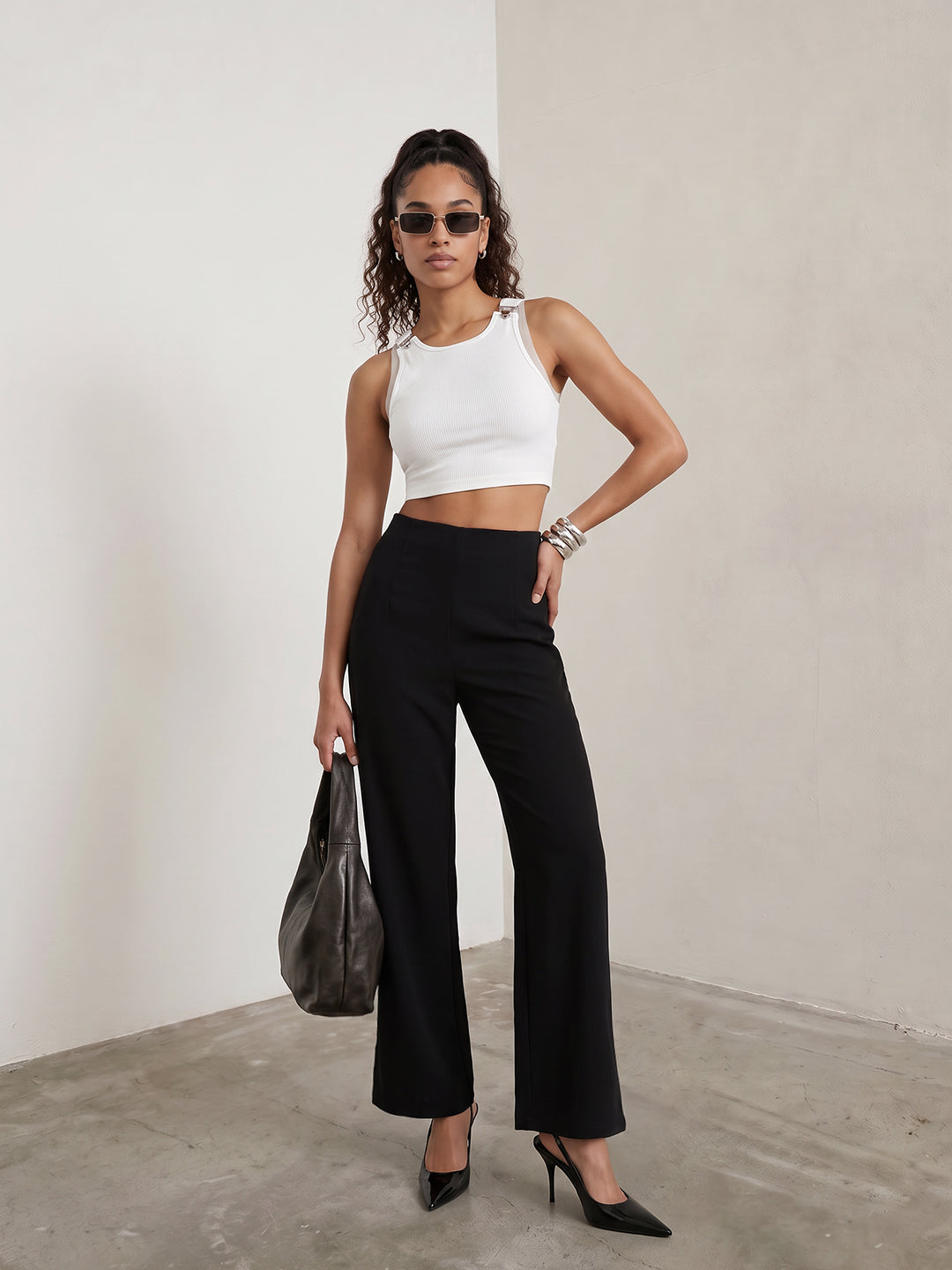 Black Loose Straight Fit Treggings