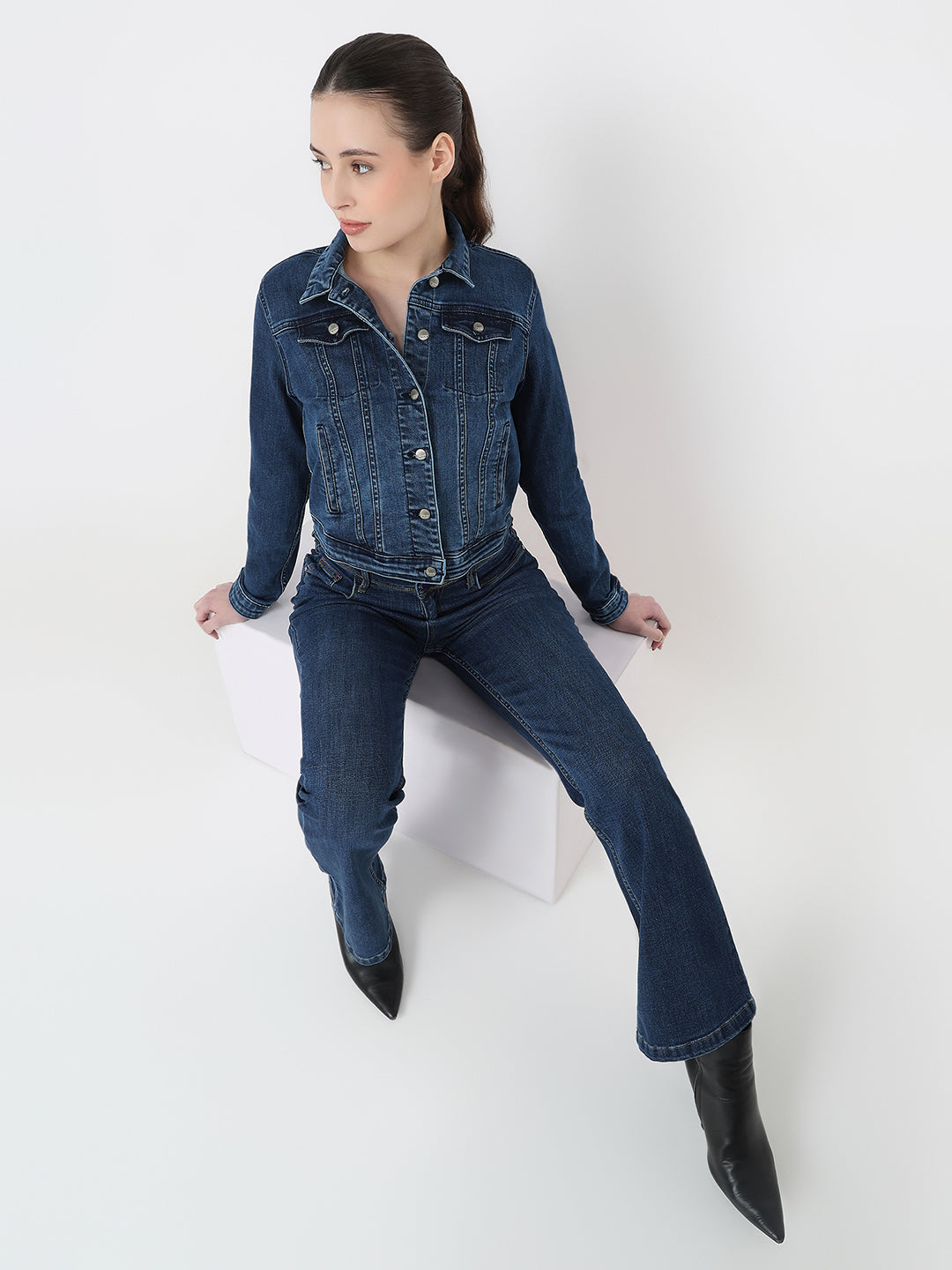 Women Dark Blue Slim Fit Jacket