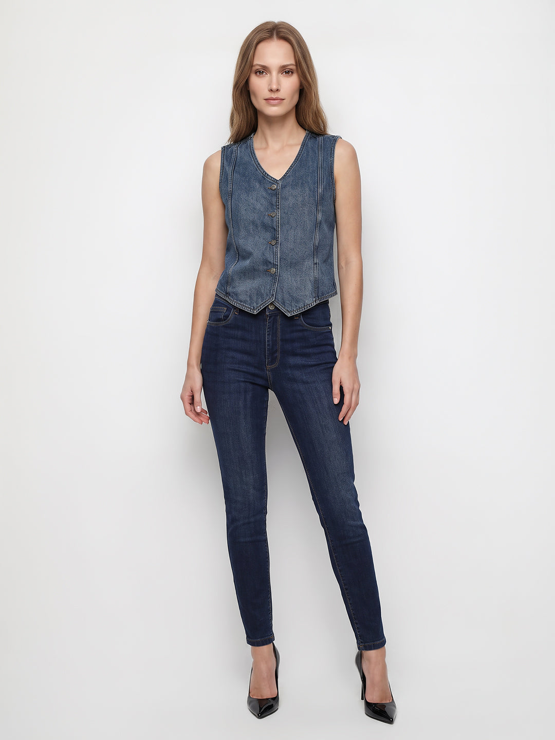 Women Blue High-Rise Skinny Jeans