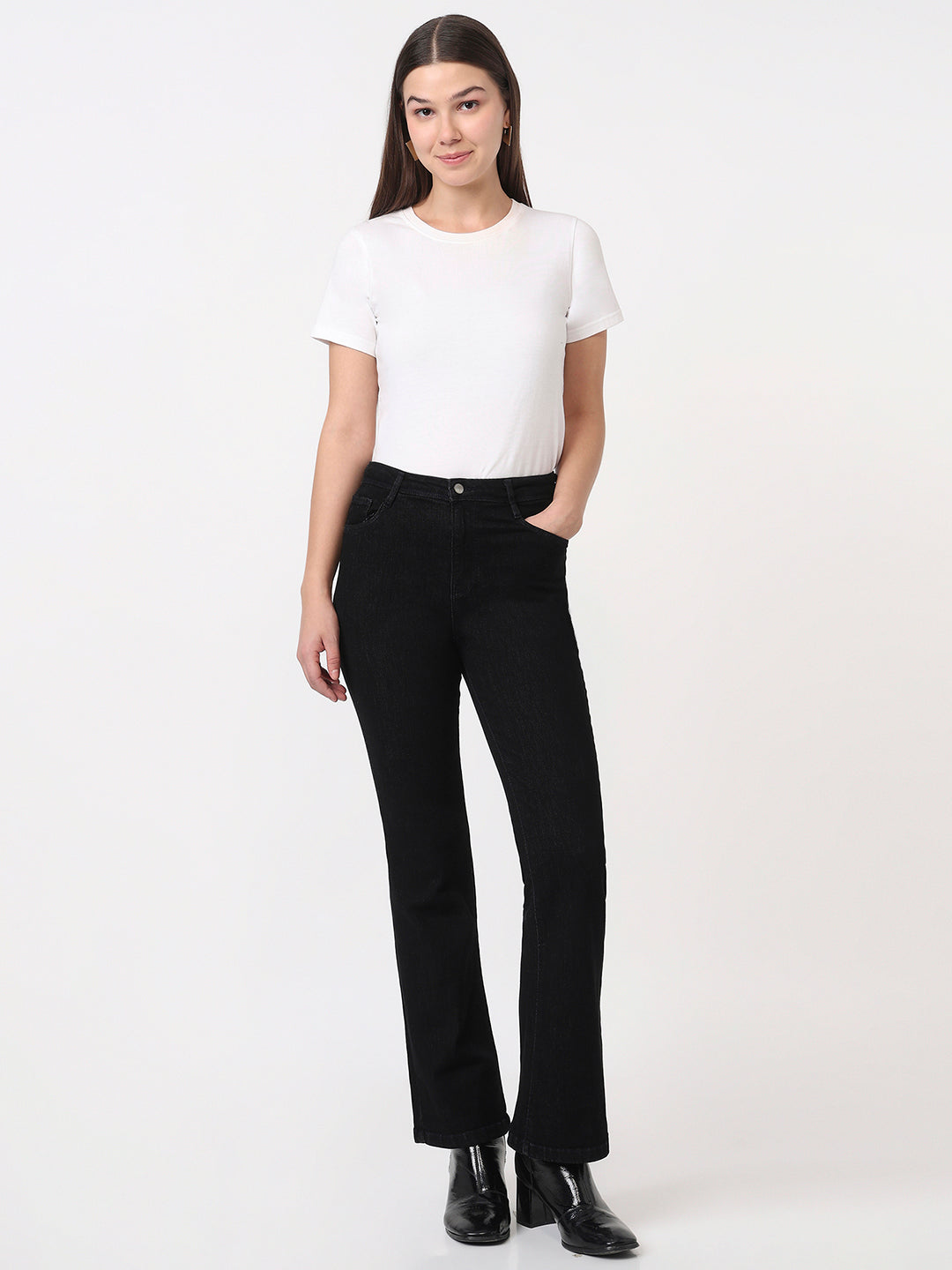 Women Black High-Rise Flare Jeans