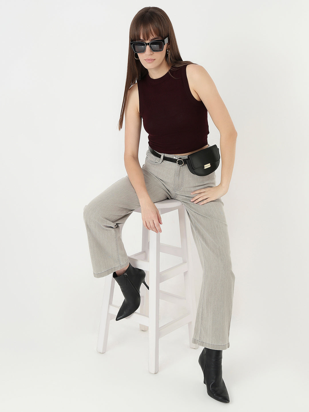Women Wine Slim Fit Tank Top