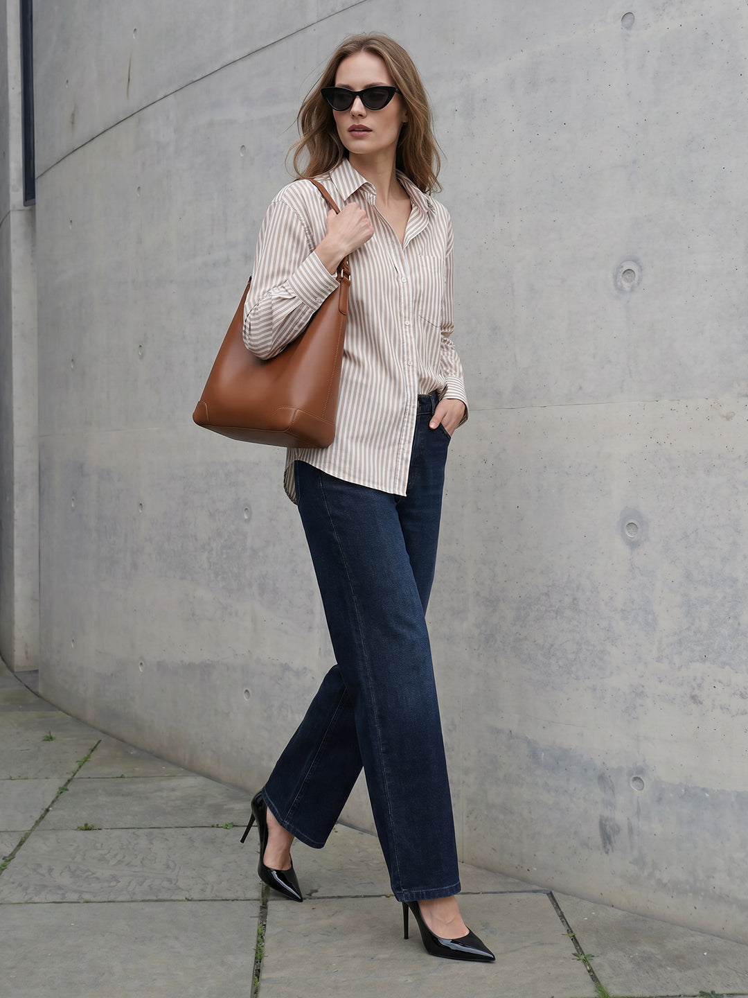 Women Beige/White Shirt