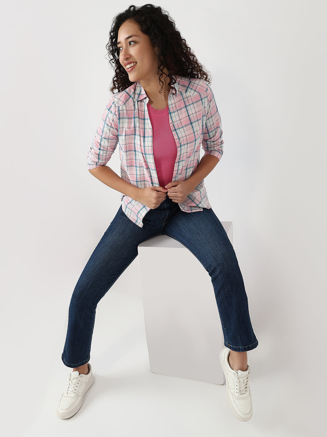 Women Rose Pink Slim Shirt