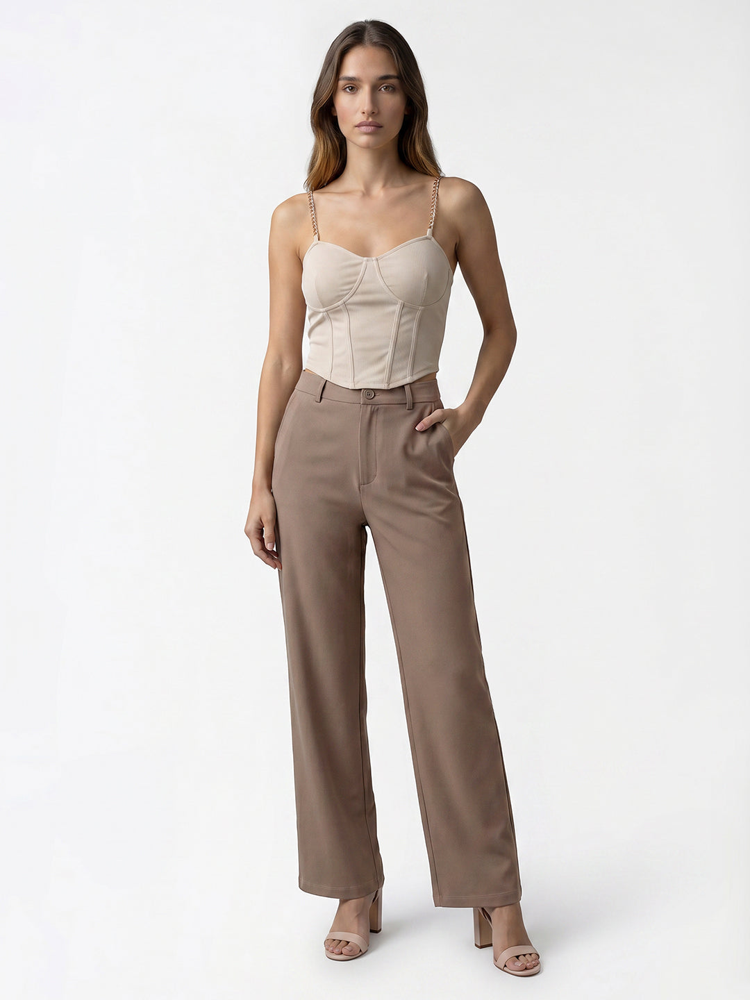 Women Fawn High-Rise Straight Fit Korean Pants