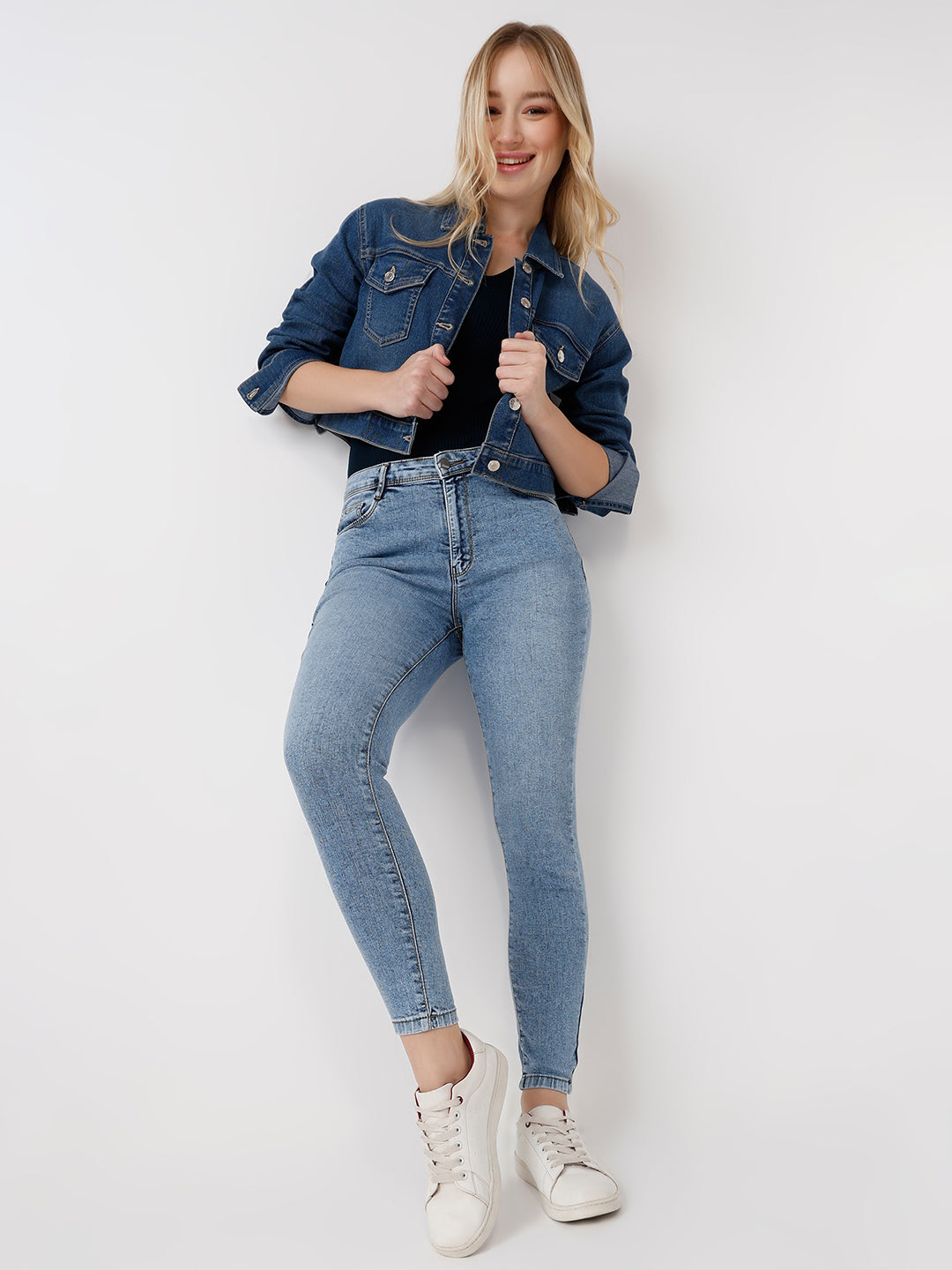 Women Light Blue High-Rise Skinny Jeans