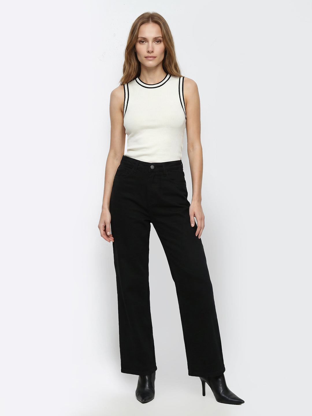 Women Light Blue High-Rise Wide Leg Jeans
