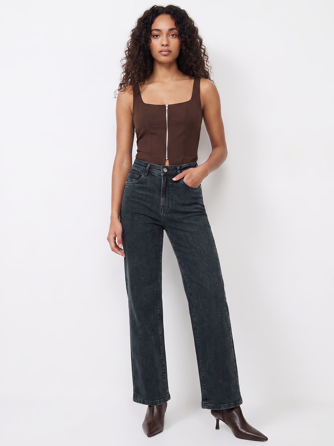 Slate Blue High-Rise Wide Leg Jeans