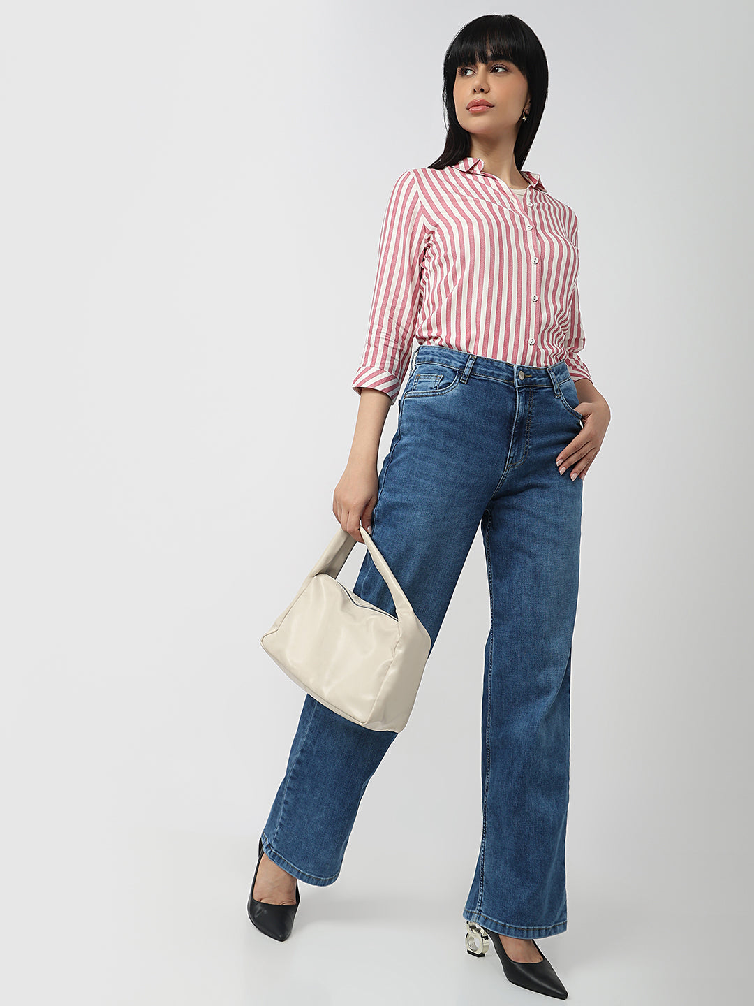 Women Blue High-Rise Straight Fit Jeans