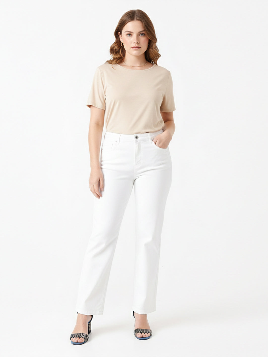 Women White High-Rise Wide Leg Jeans