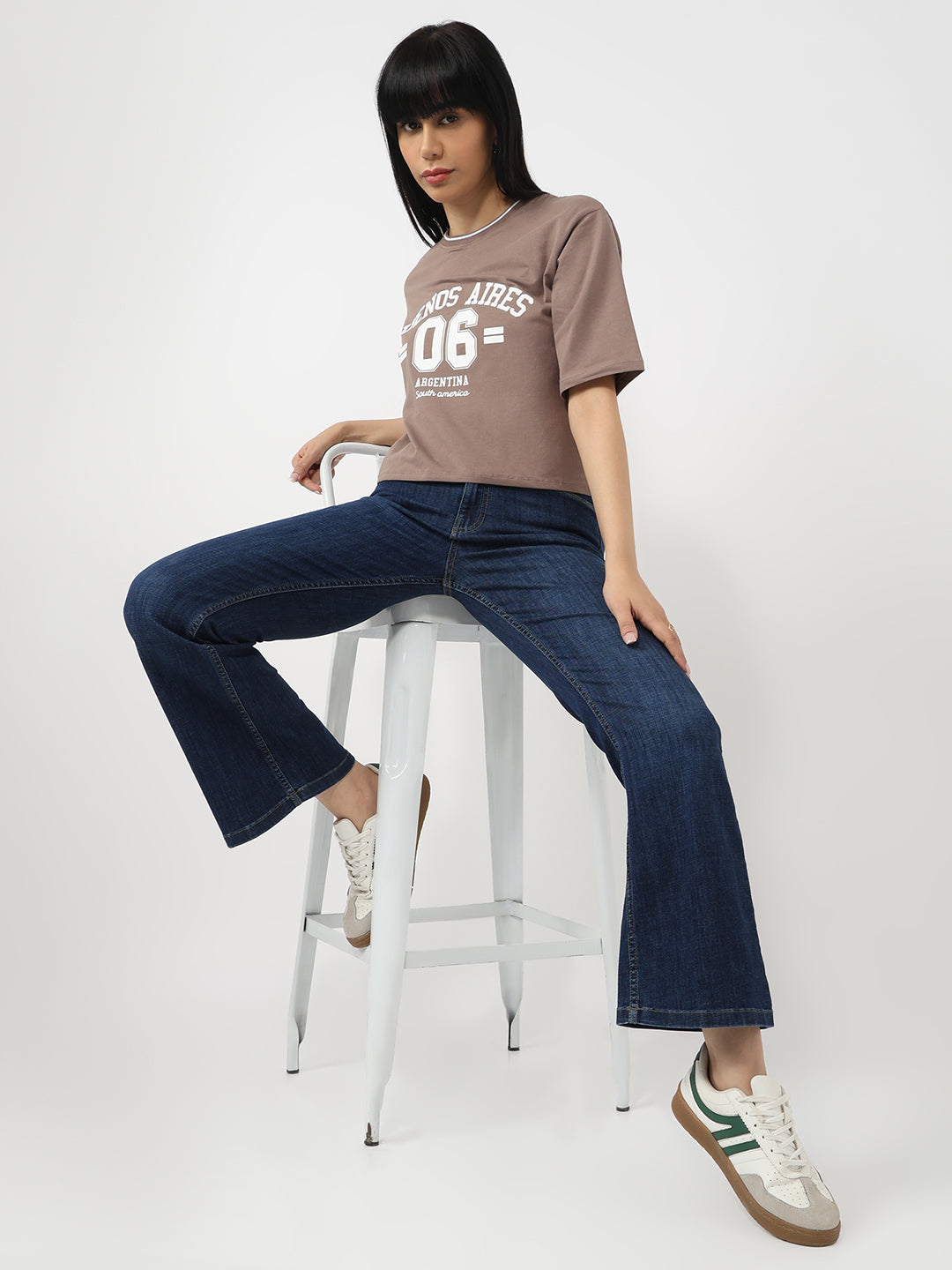 Women Blue Mini Flare Jeans