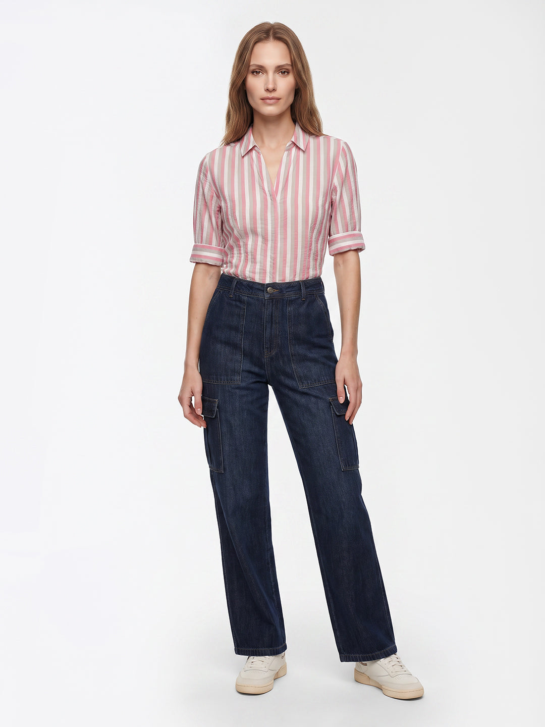 Women Blue Mid-Rise Cargo