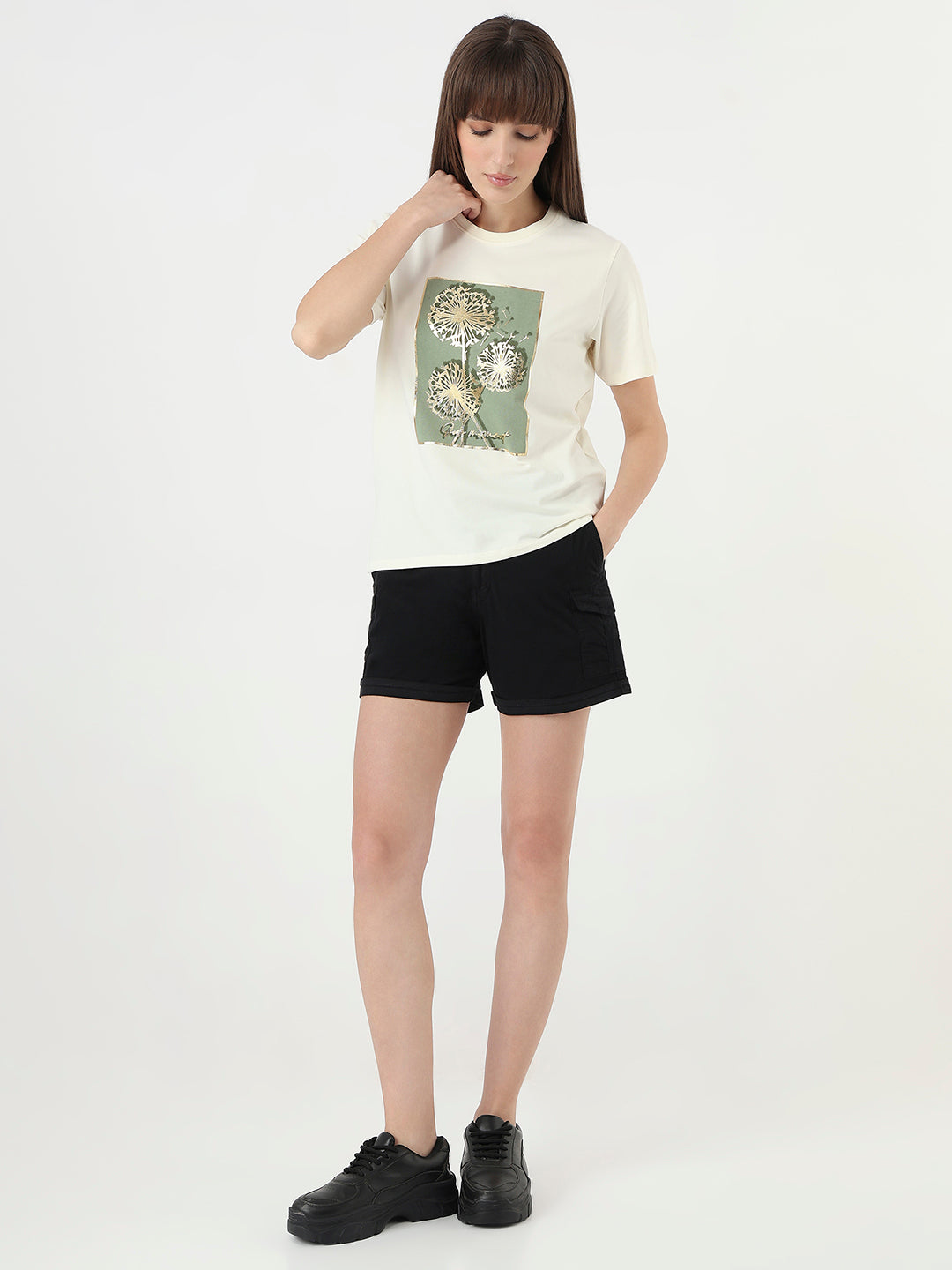 Women Black High-Rise Slim Shorts