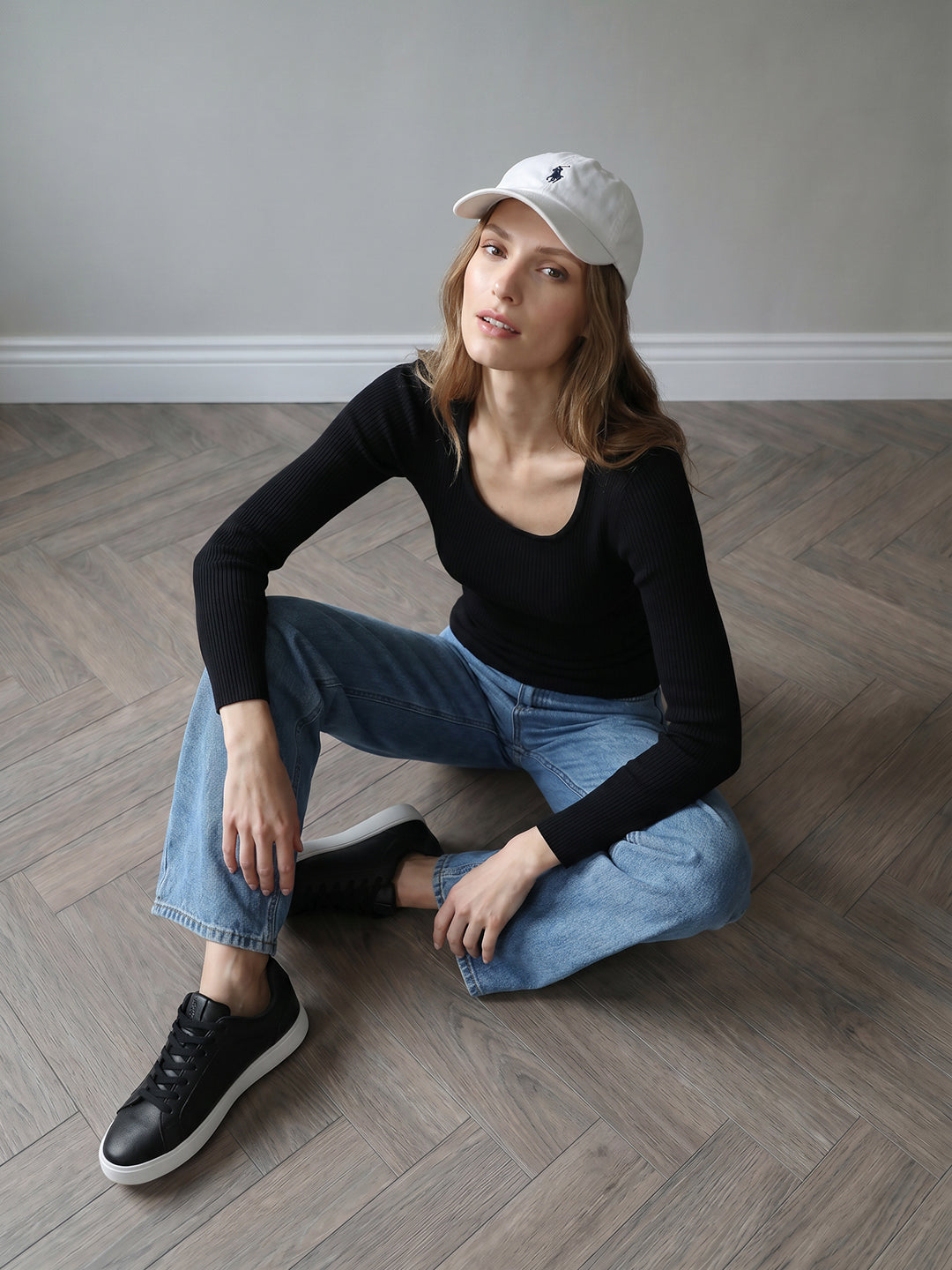 Women Black Flat Knit