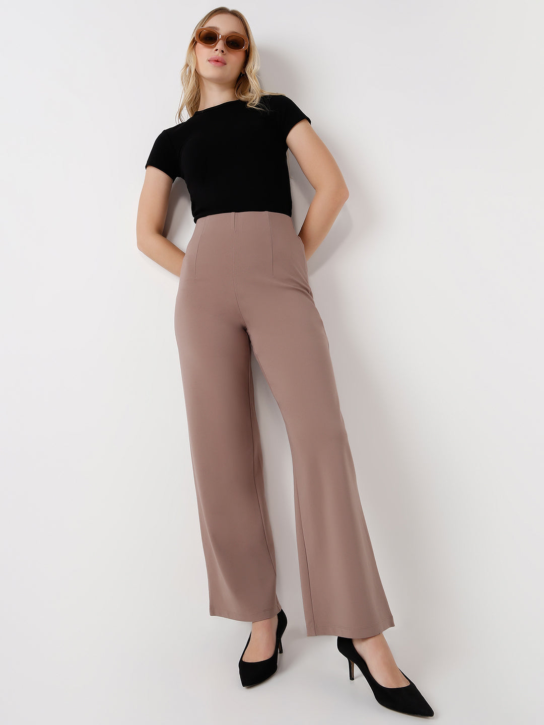 Women High-Rise Wide Leg Treggings