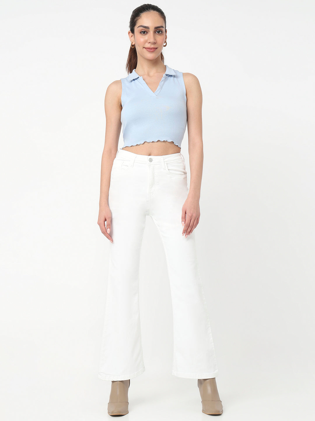 Women White High-Rise Flare Jeans