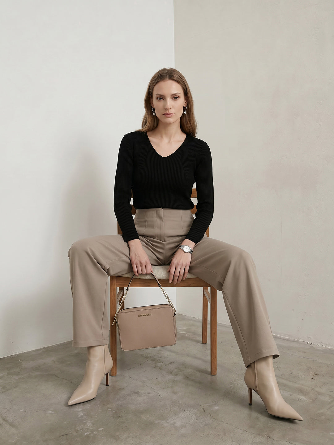 Women Black Flat Knit