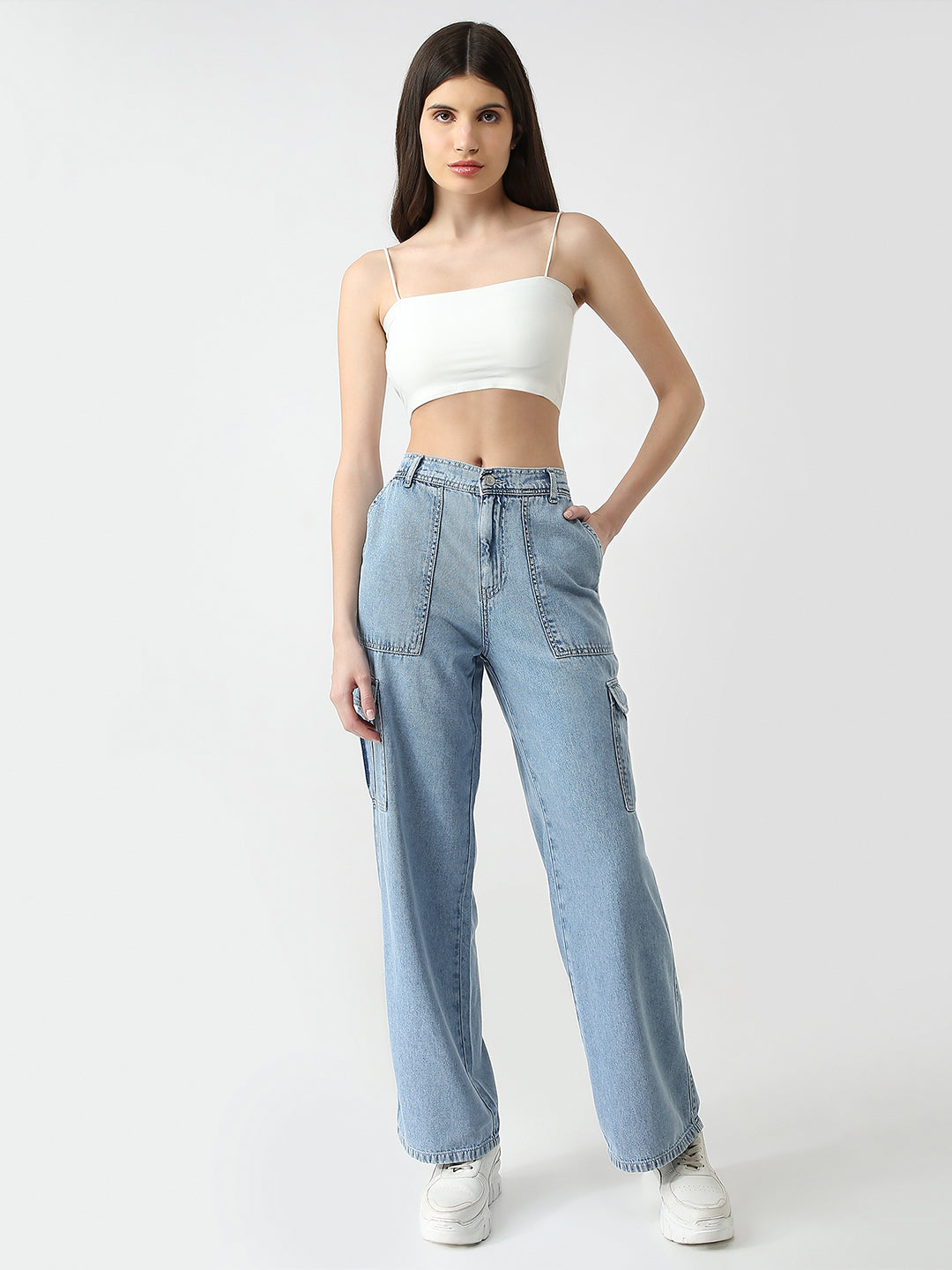 Women High Rise Loose Fit Cargo