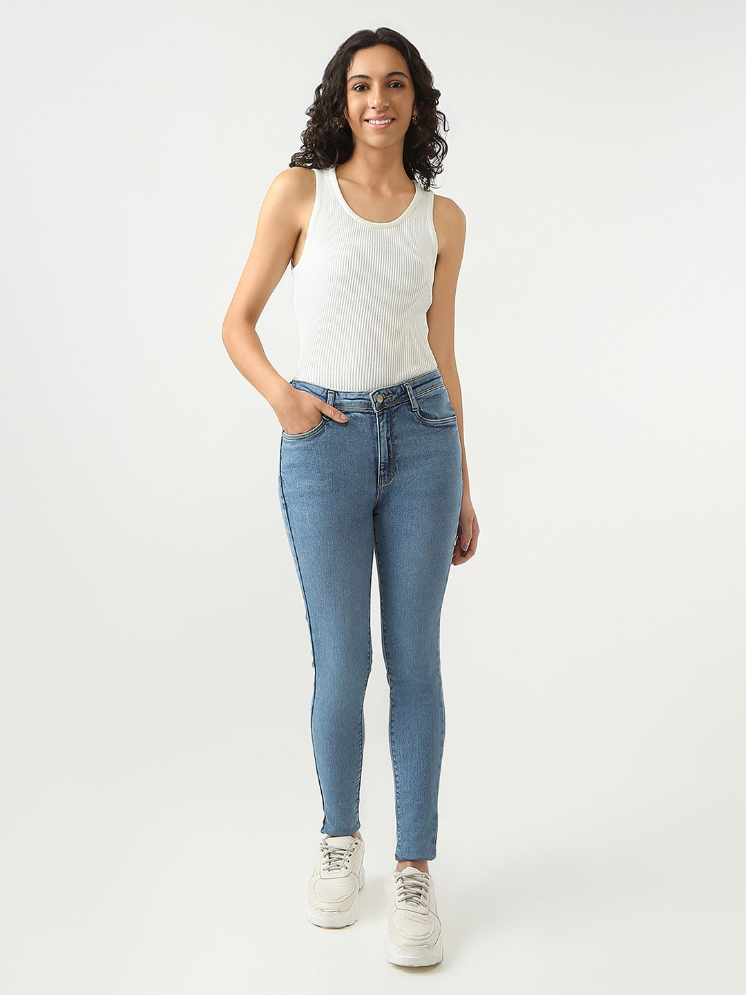 Women Blue High-Rise Skinny Jeans