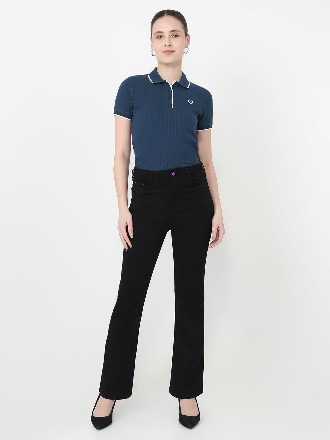 Women Black High-Rise Flare Jeans