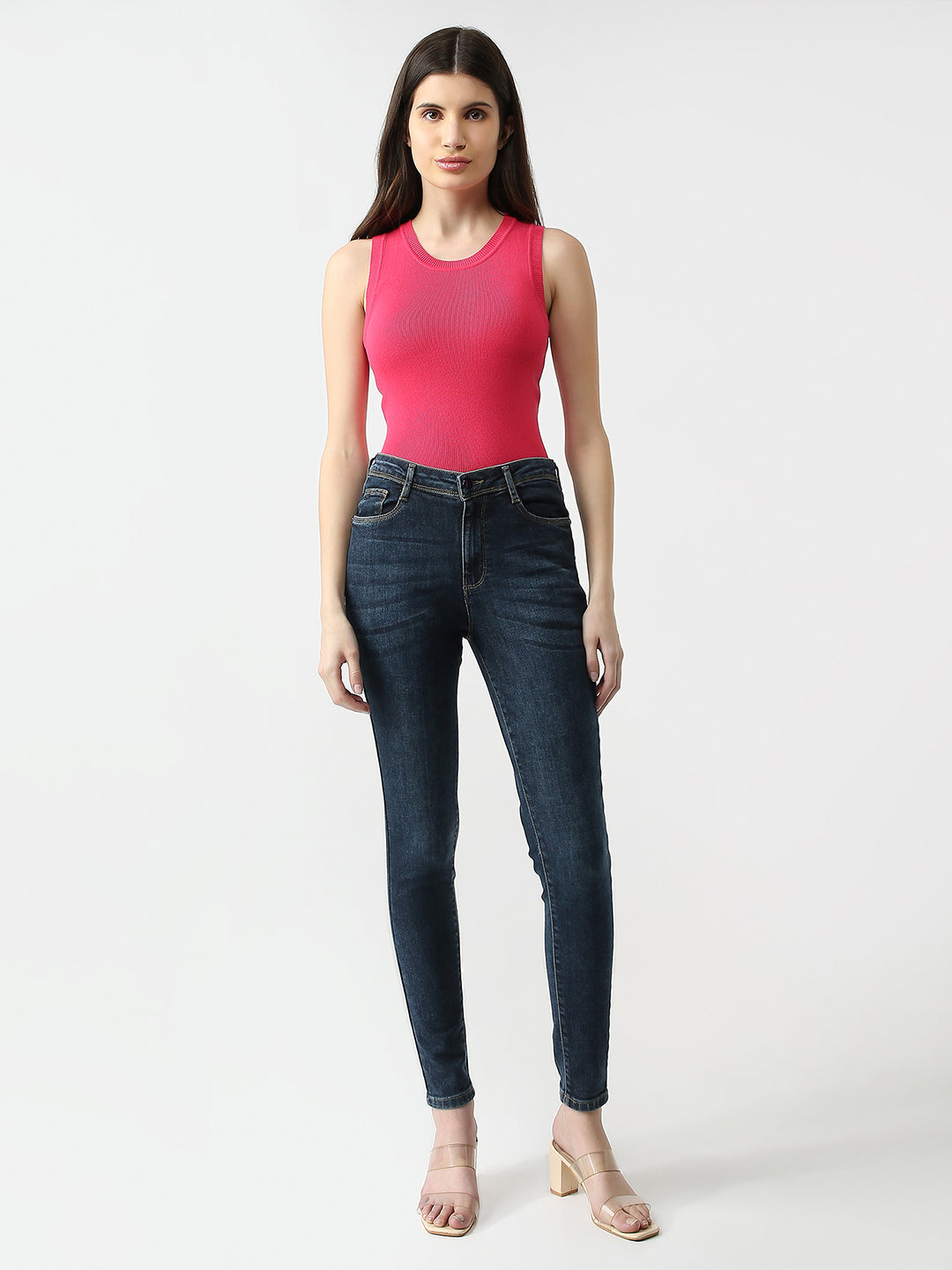 Women Autumn Blue High-Rise Skinny Jeans