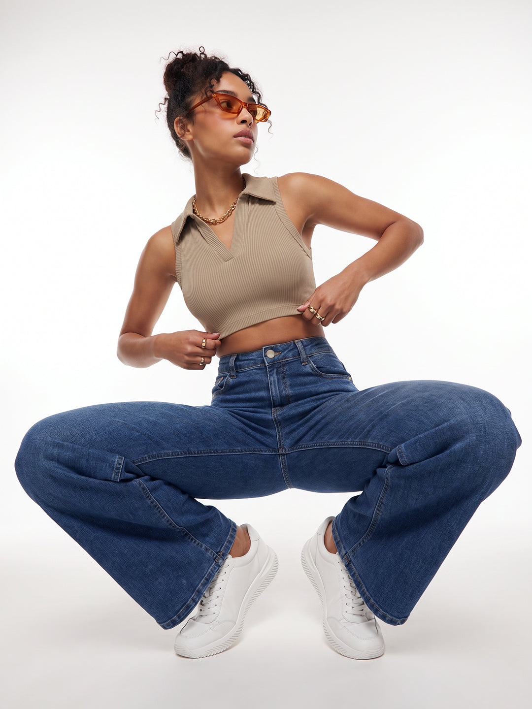 Dark Blue High-Rise Straight Fit Jeans