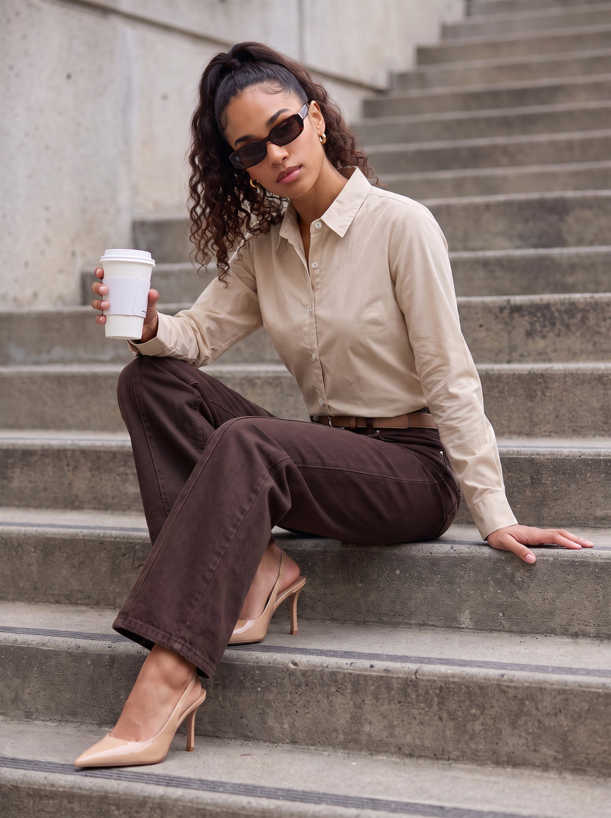 Beige Stripe Shirt