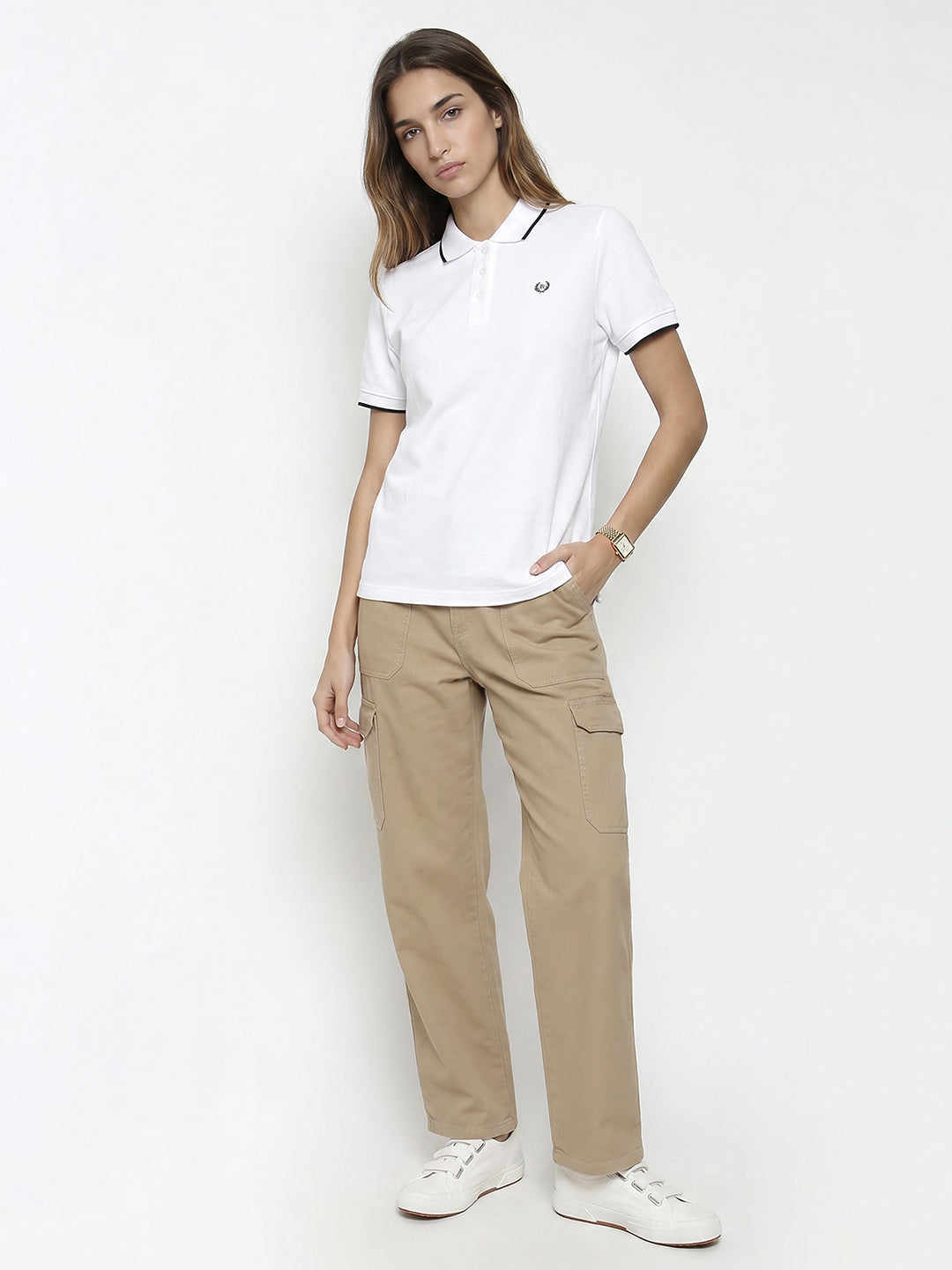 Women White Polo T-Shirt