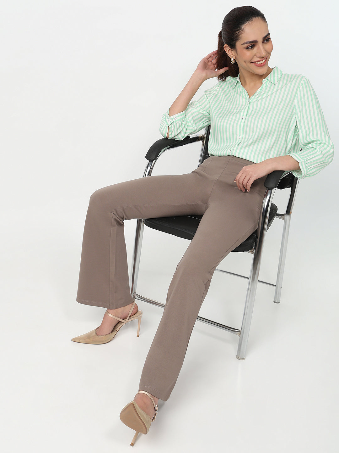 Women Mint/White Stripped Shirt