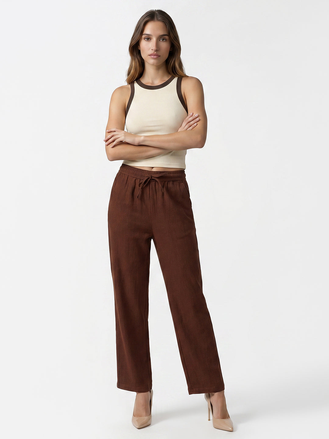 Women Sepia Mid-Rise Trouser