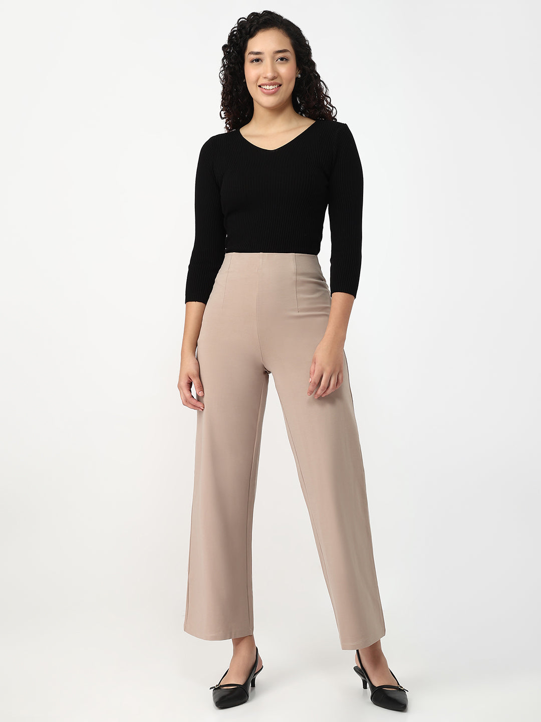 Women Oatmilk Wide Leg Treggings