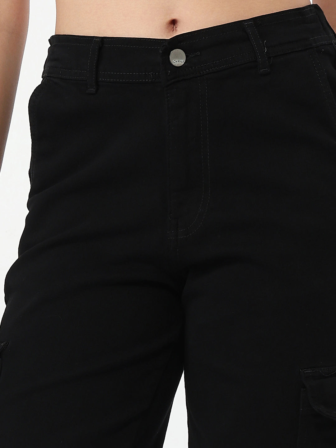 Women Black Mid-Rise Skinny Cargo