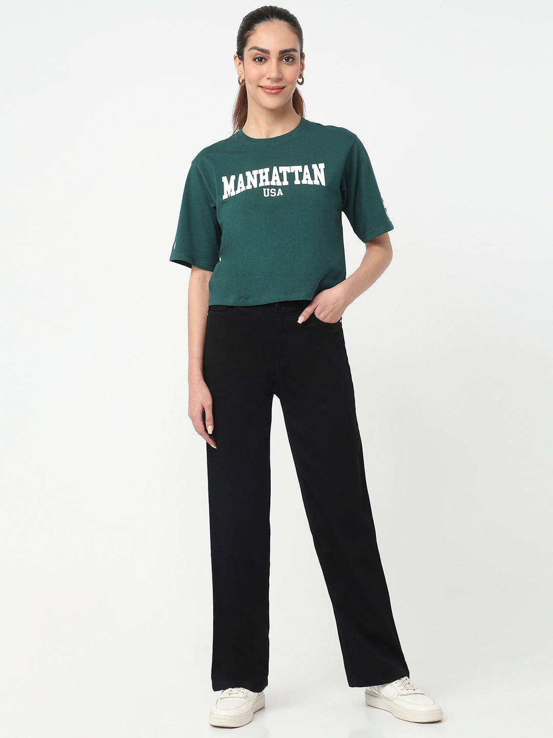 Women Black High-Rise Baggy Fit Jeans
