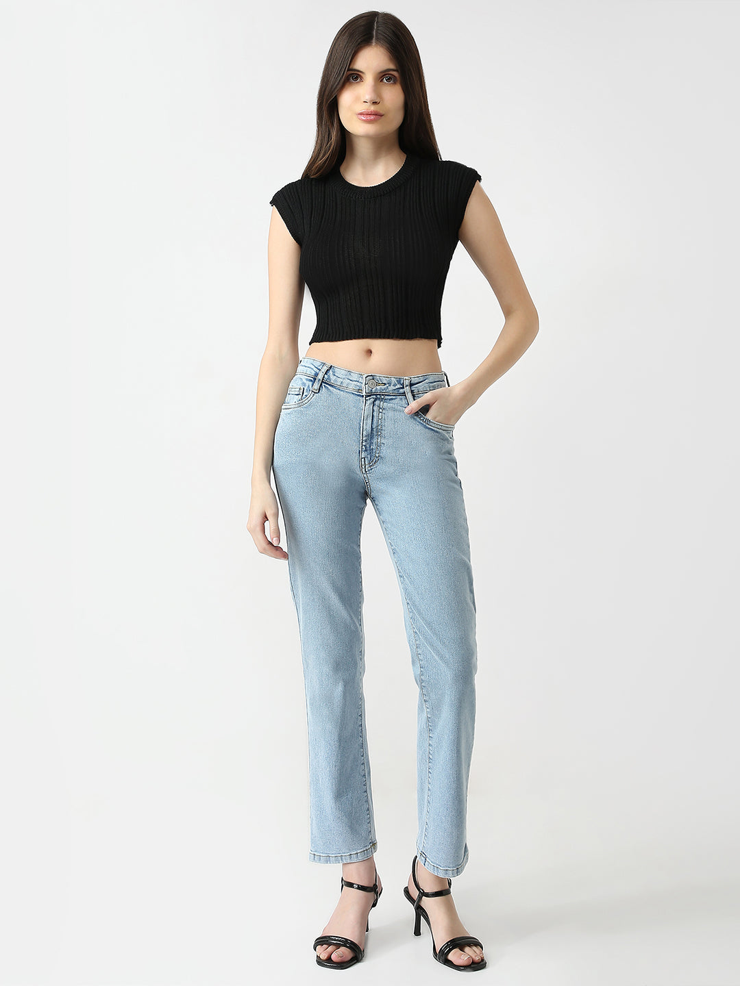 Women High-Rise Straight Fit Jeans