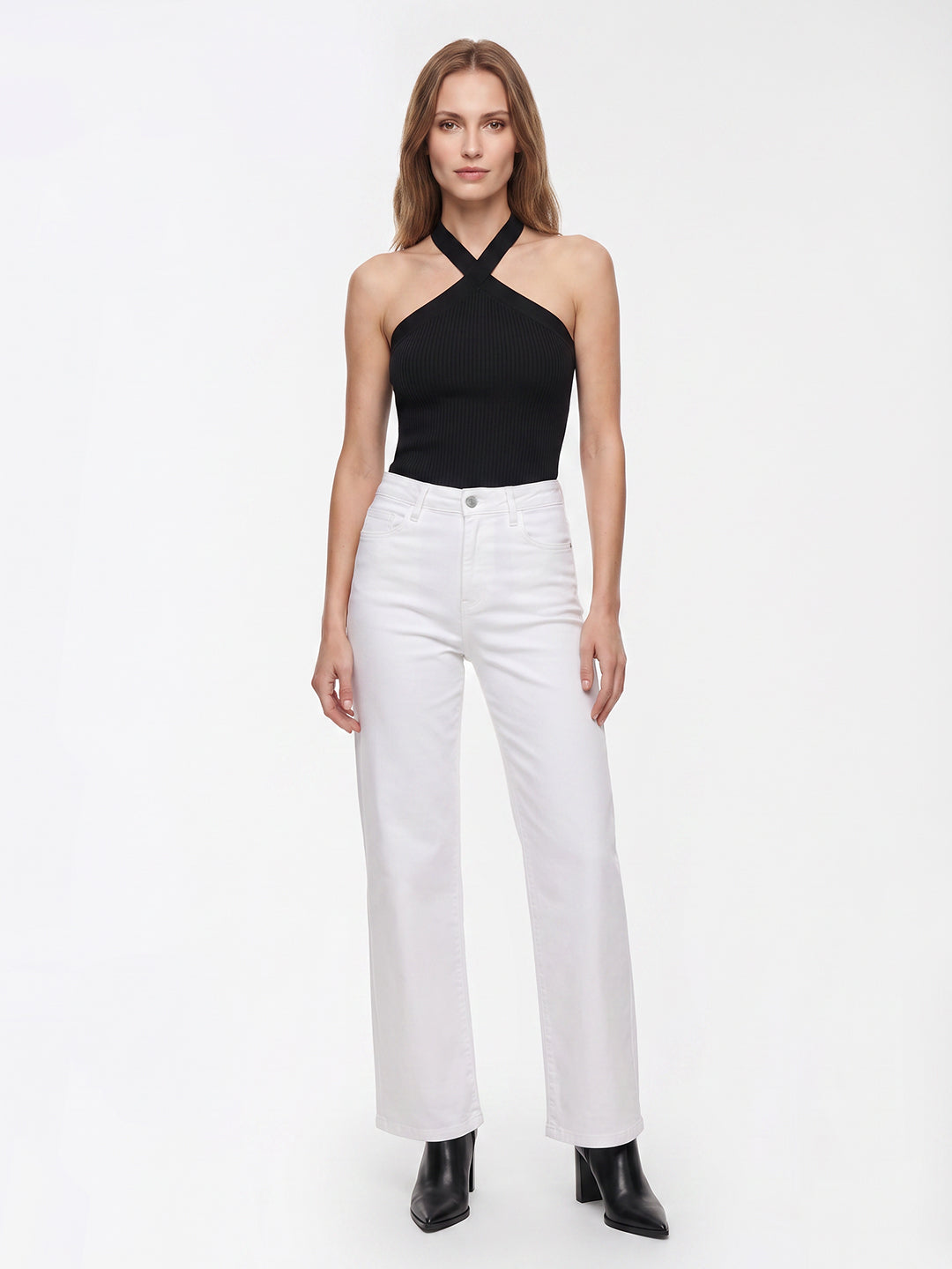 Women White High-Rise Wide Leg Jeans
